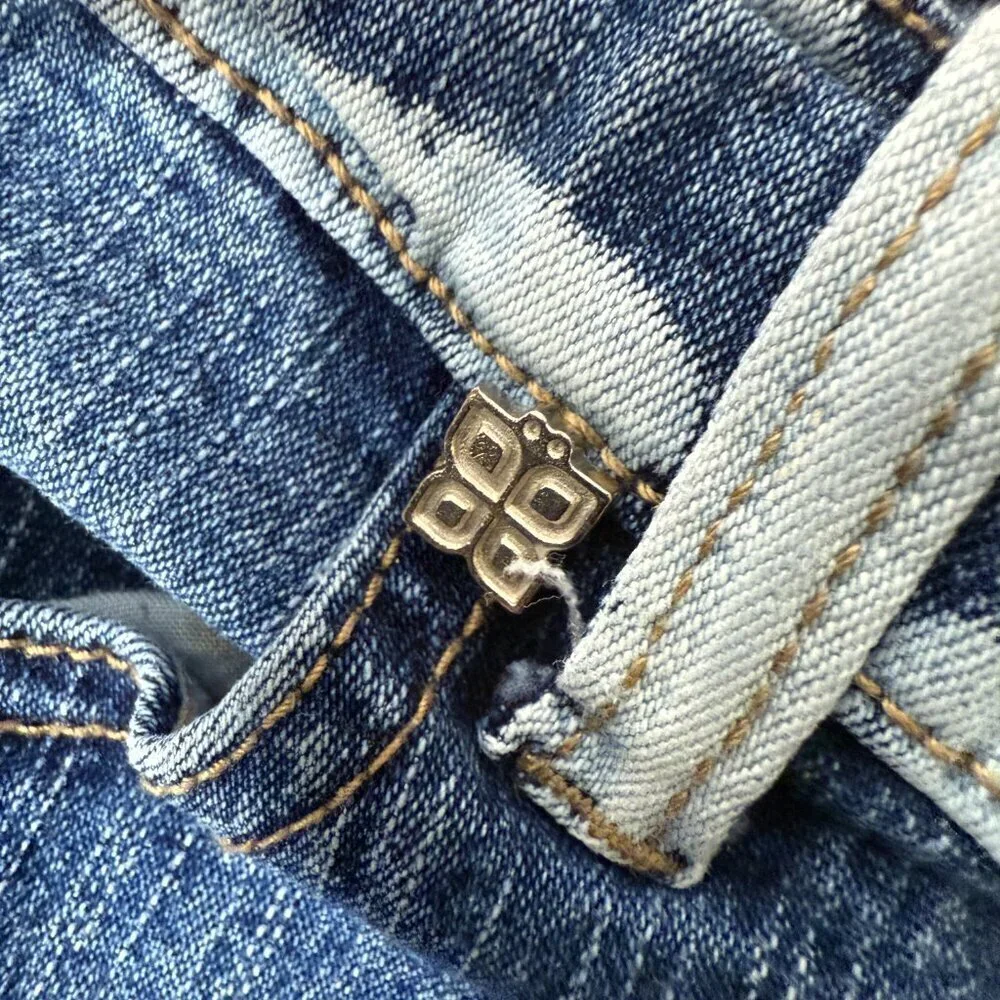 Plugg Jeans Medium Wash with Bleached Accents Sz 14 Cotton/Poly/Spandex Blend